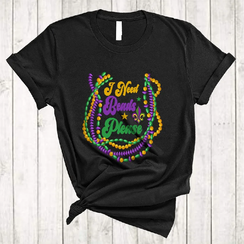 I Need Beads Please, Joyful Mardi Gras Beads Necklace, Women Girl Mardi Gras Parade Group T-Shirt Lace Blend Ribbed Blend Corduroy Blend