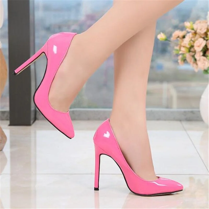 Big Size 35-43 44 45 46 Women Pumps Brand Wedding High Heels Sexy Patent Leather Pointed Toe Stiletto Ladies Party Dress Shoes Tunics Occasion special