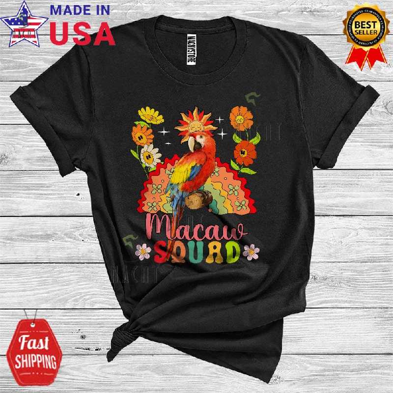 Macaw Squad Funny Bird Animal Lover Women Girl Floral Flower Rainbow Sun T-Shirt Chenille Blend Fleece Blend Nylon Blend