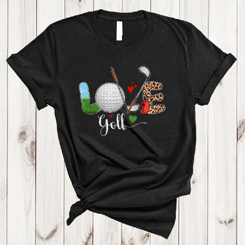 LOVE Golf, Joyful Leopard Golf Tools, Matching Women Girls Sport Player Team Group T-Shirt Oversized T-Shirt Spandex breathable