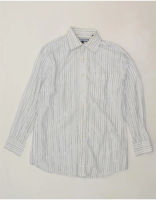 TOMMY HILFIGER Mens Shirt Size 15 1/2 Medium White Striped Cotton Graphic T-Shirt Round Neck Polyester