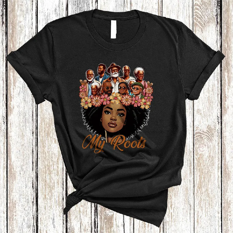 My Roots, Proud Black History Month Juneteenth Afro Women, African American Family Group T-Shirt Chenille Blend Fleece Blend Nylon Blend