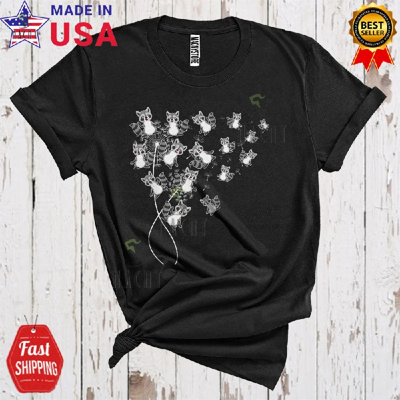 Dandelion Raccoon Cute Funny Flower Collection Women Wild Animal Lover T-Shirt Mesh Canvas Denim