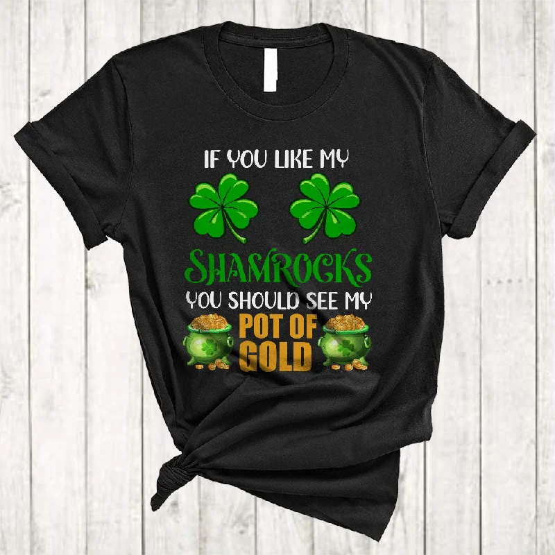 If You Like My Shamrocks See My Pot Of Gold, Sarcastic St. Patrick's Day Boobs, Women Family T-Shirt Mesh Blend Leather Blend Suede Blend