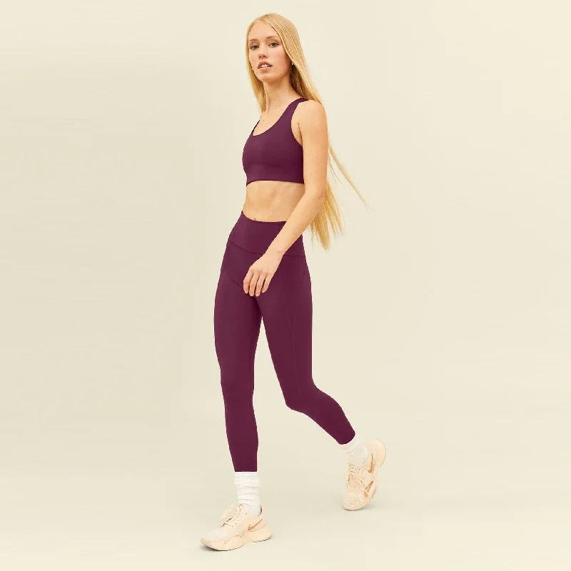 High Rise Compressive Legging (Plum) Elegant Stretchy Faux Leather Leggings