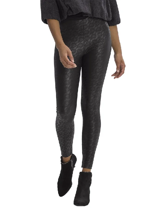 Hue Lacy Leatherette Hi Rise Legging Trendy Cut-Out Activewear Leggings