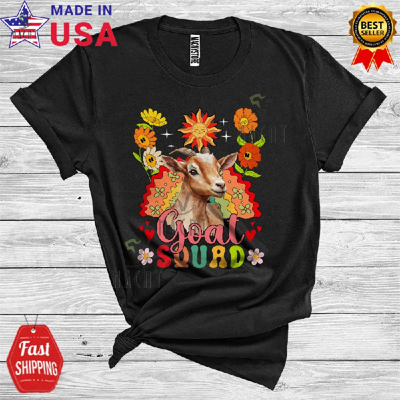 Goat Squad Funny Farmer Women Girl Floral Rainbow Animal Lover T-Shirt Oversized T-Shirt Spandex breathable