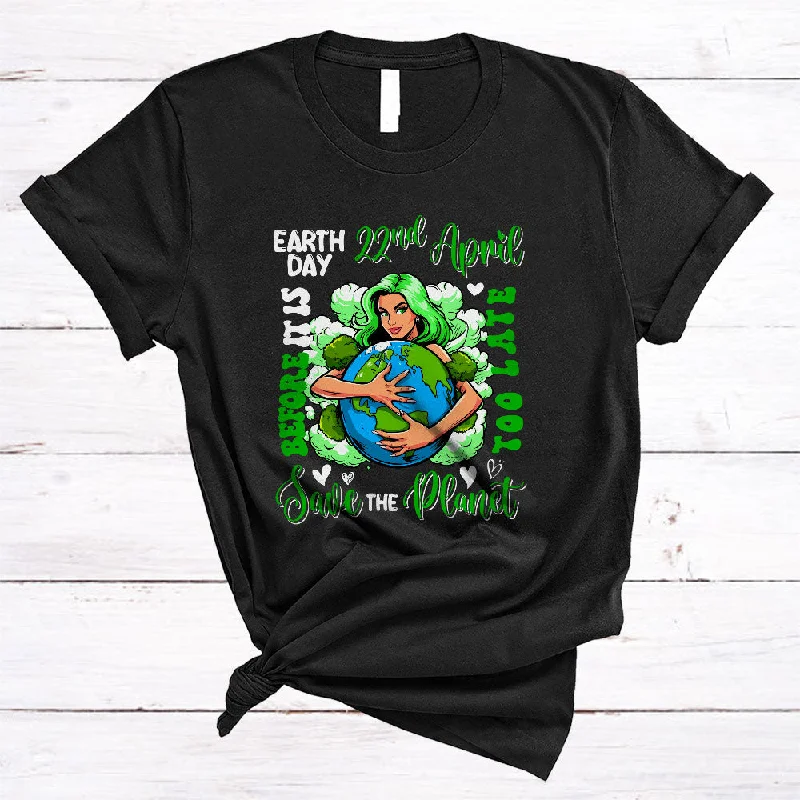 Earth Day Save The Planet, Awesome Earth Day Women Keep Green The Planet, 22nd April Planet T-Shirt Beaded Sequined Faux Fur
