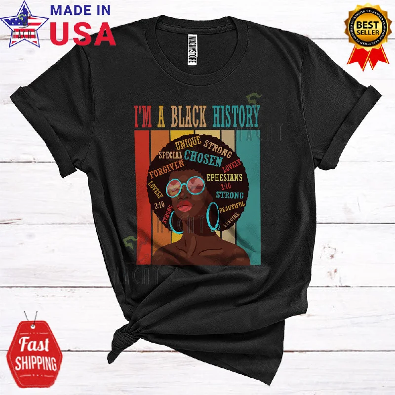 Vintage Retro I'm A Black History Cute Cool Black History Month Afro Women Hair Proud Lover T-Shirt Mesh Fabric Canvas Fabric Denim Fabric