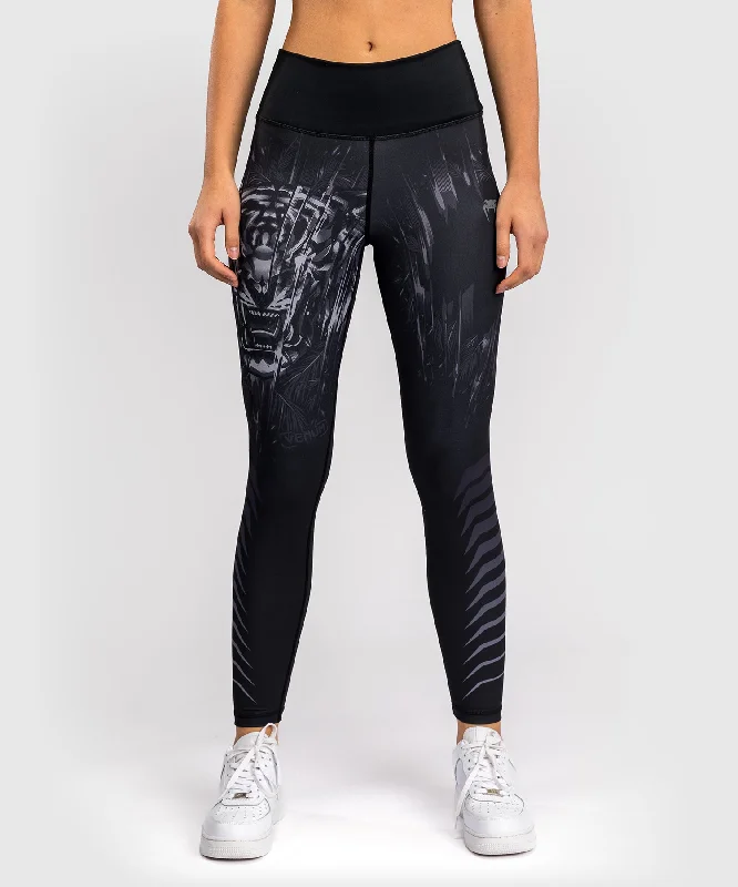 Venum Tiger Women's Leggings - Black/Silver Cozy Mid-Rise Workout Leggings