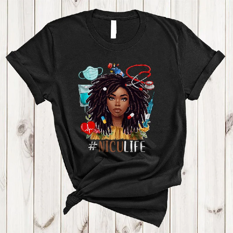 NICU Life, Wonderful Black History Afro Women Hair Nurse Tools, Matching Nursing Nurse Group T-Shirt Anti-Shrink Durable Soft