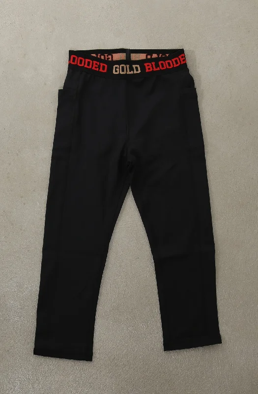 SAVS X Adapt :: Gold Blooded (Women's Black/Red Sport Leggings) Trendy Patterned Leggings