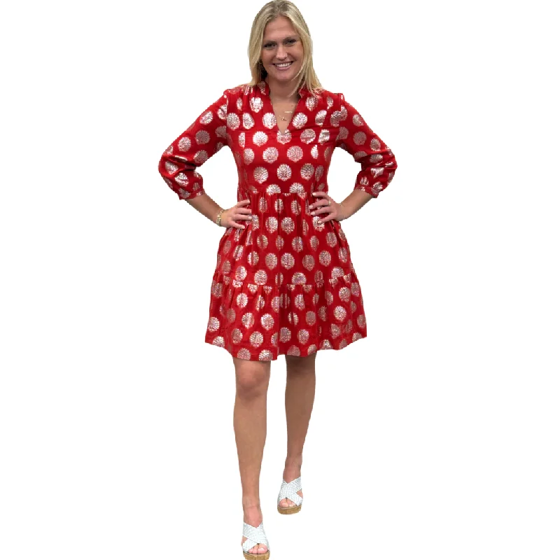 The Preston Metallic Party Dress in Red and Silver Tunics Lace romantic