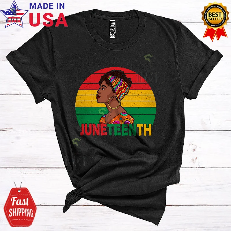 Vintage Retro Juneteenth Cool Proud Black History Juneteenth African Afro Women Face T-Shirt Elegant Classic Vintage