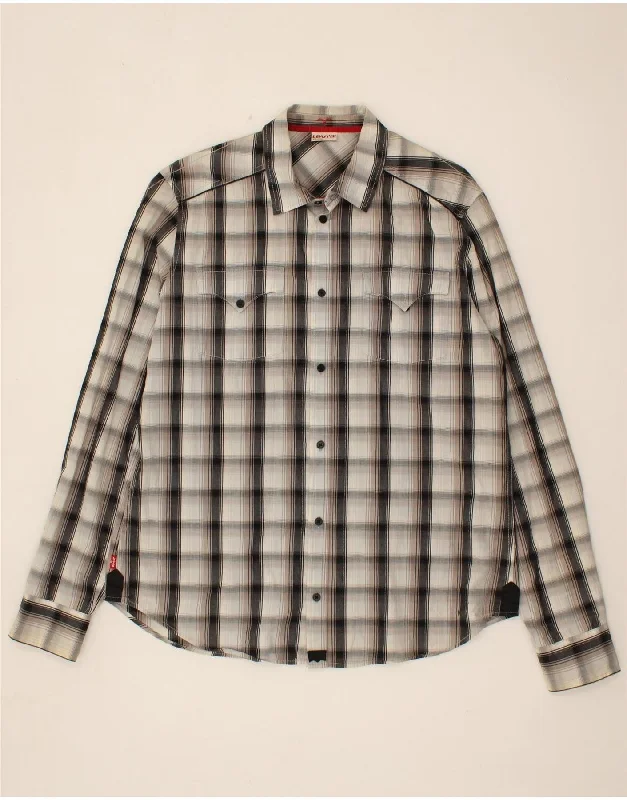 LEVI'S Mens Shirt XL Grey Check Cotton Cashmere Blend Cotton Blend Poly Blend