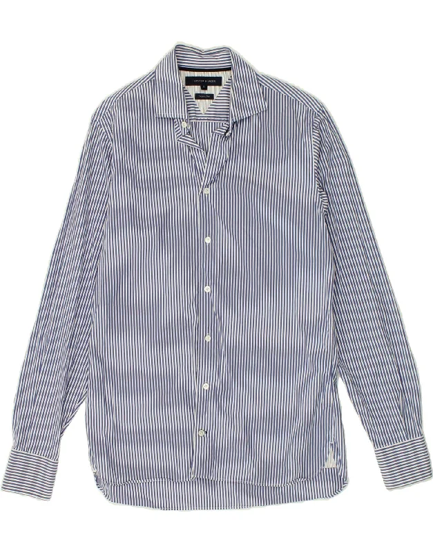 TOMMY HILFIGER Mens Shirt Small Blue Pinstripe Cotton Houndstooth Herringbone Solid
