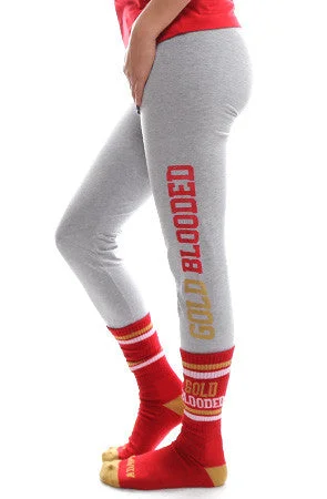 Gold Blooded (Women's Heather/Red Leggings) Fashionable Leather-Look Leggings