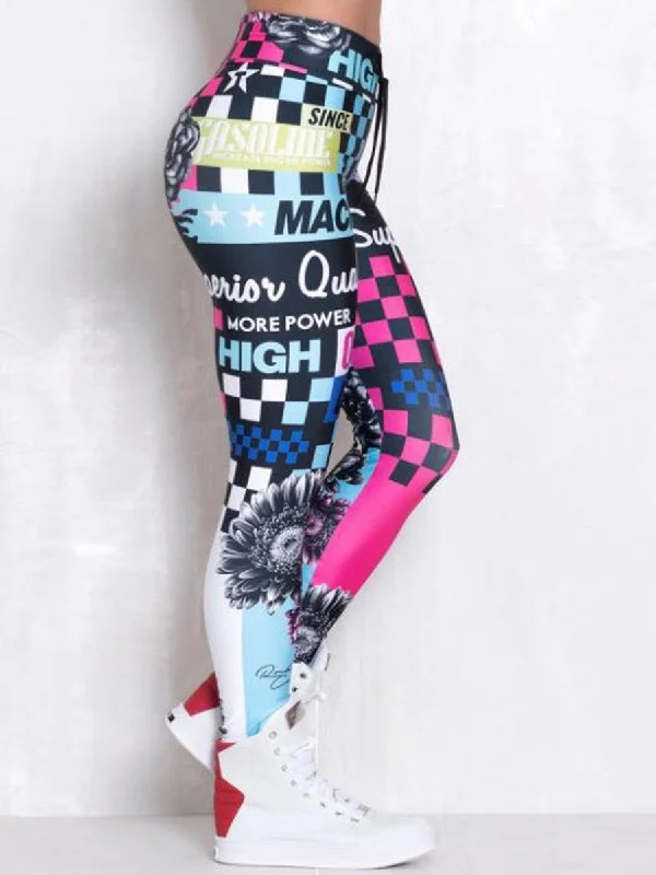 Women Rock Printed Yoga Leggings Sport Leggings Trendy Black Mesh Leggings