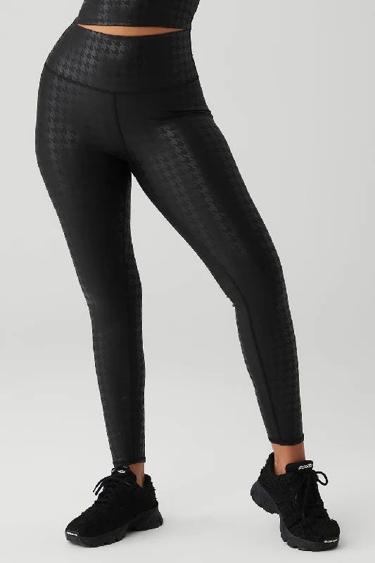 Airlift High-Waist Glimmer Houndstooth Legging - Black Trendy Mesh Leggings