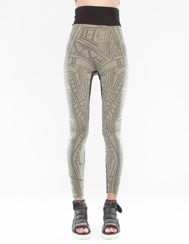 LEGGINGS STRUCTURE GREEN W Fashionable Full-Length Active Leggings