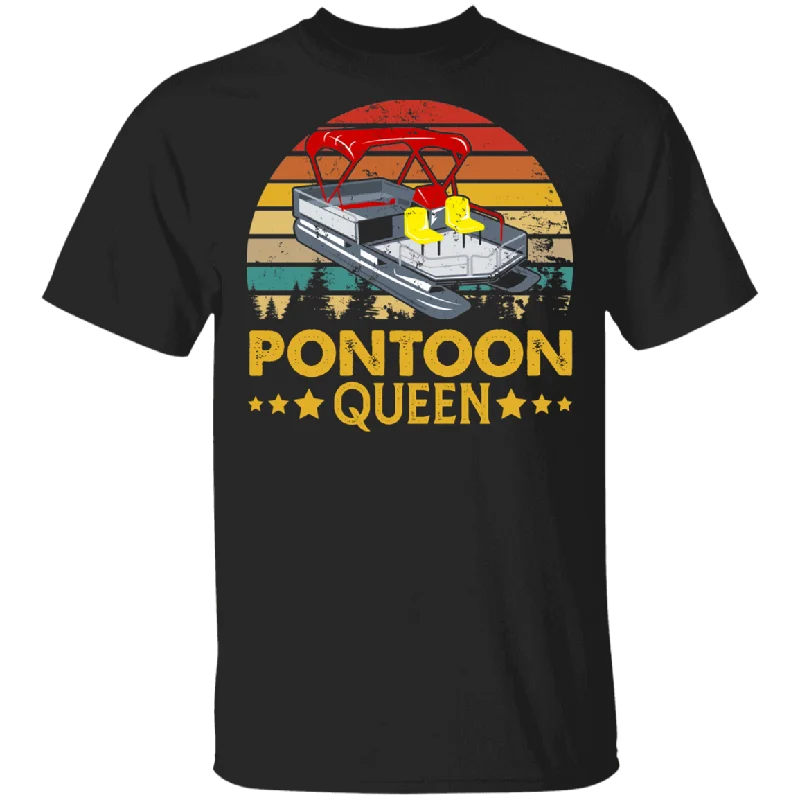 Pontoon Women Shirt Vintage Retro Pontoon Queen Funny Pontoon Captain Lover Women Gifts T-Shirt Layered Multi-layer Single Layer