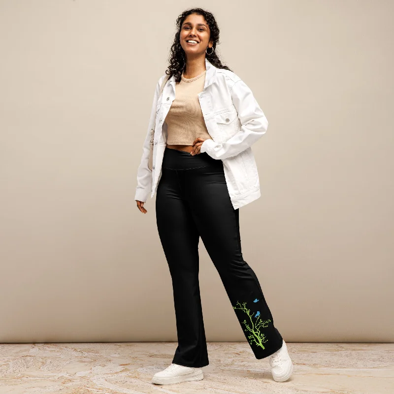 Birds On A Branch Flare Leggings Comfortable Slip-On Leggings