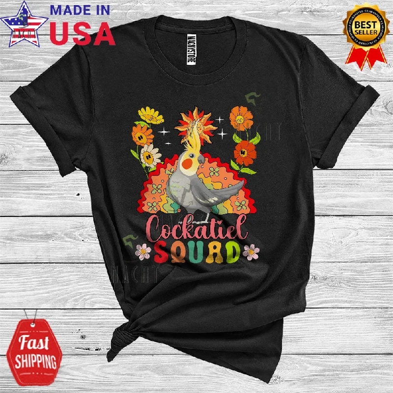 Cockatiel Squad Funny Bird Animal Lover Women Girl Floral Flower Rainbow Sun T-Shirt Polka Dot Checkered Tartan