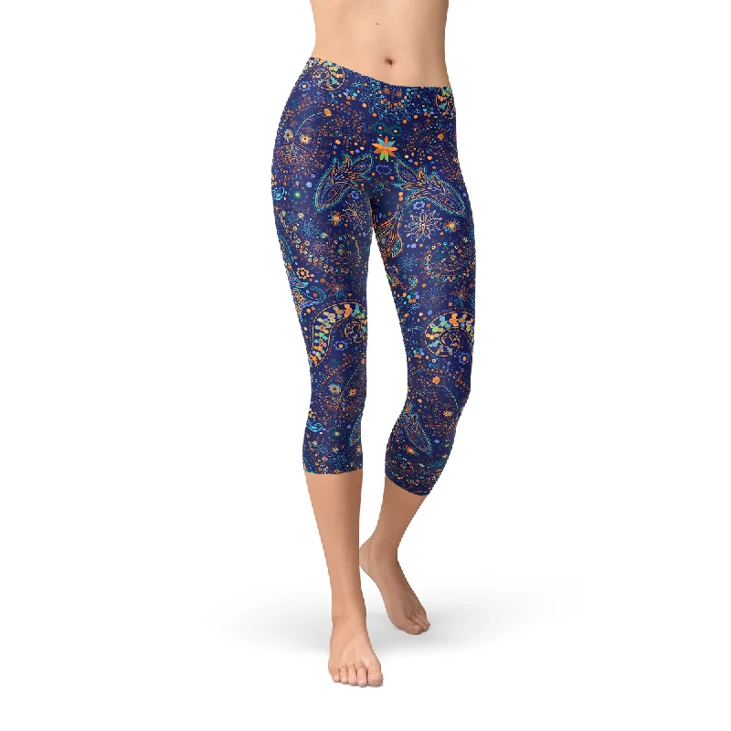 Paisley Butterfly Women's Capri Leggings Fashionable Printed Legging Pants