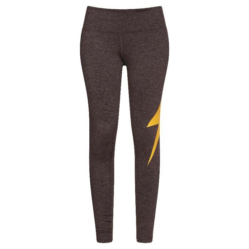Bolt Leggings Charcoal\yellow Fashionable High-Rise Workout Leggings