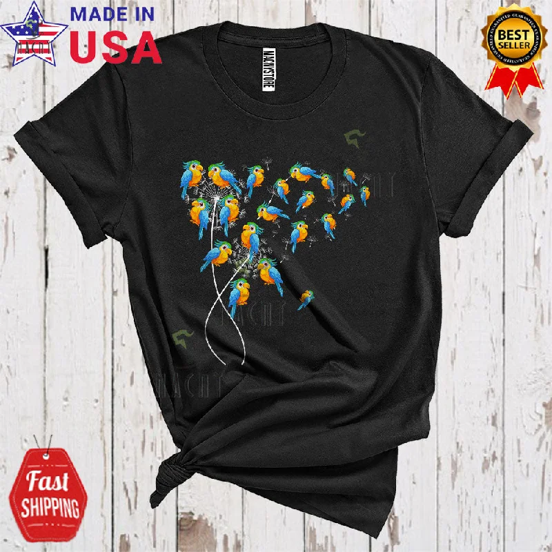 Dandelion Macaw Cute Funny Flower Collection Women Bird Animal Lover T-Shirt Handmade Hand-knitted Hand-woven