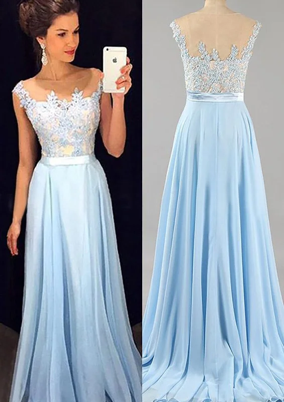 Sleeveless A-line Bateau Chiffon Sweep Train Evening Gown Prom Party Dress Tunics Versatile stylish