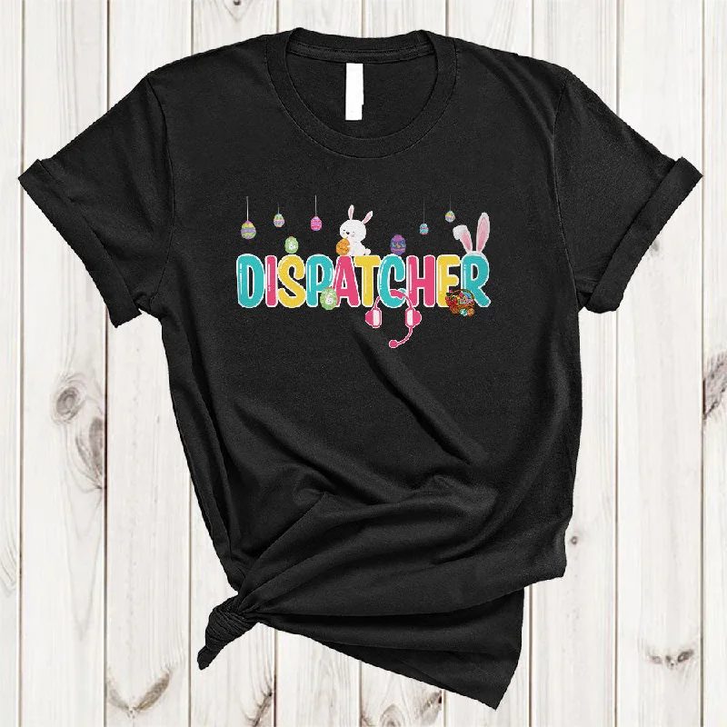 Dispatcher, Wonderful Easter Day Bunny Hunting Eggs Lover, Matching Girls Women Family Group T-Shirt Zippered Front Buttoned Front Snap Front