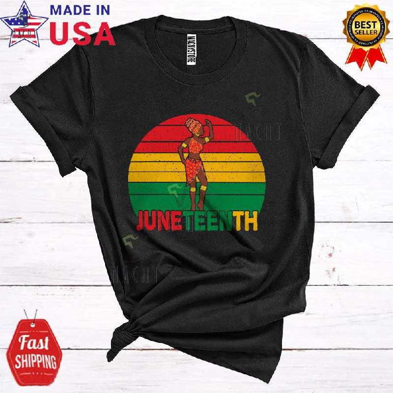 Vintage Retro Juneteenth Cool Proud Black History Juneteenth African Afro Women Dance T-Shirt Modern Contemporary Chic