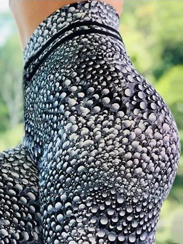 Sexy Water Drop Print Yoga Track Pants Leggings Cozy Reflective Detail Leggings