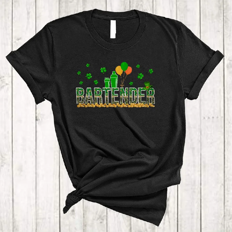 Bartender, Awesome St. Patrick's Day Leopard Shamrocks, Matching Girls Women Family Group T-Shirt Chenille Fabric Brocade Fabric Lace Fabric