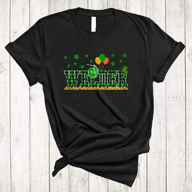 Welder, Awesome St. Patrick's Day Leopard Shamrocks, Matching Girls Women Family Group T-Shirt Wool Fabric Cashmere Fabric Tweed Fabric