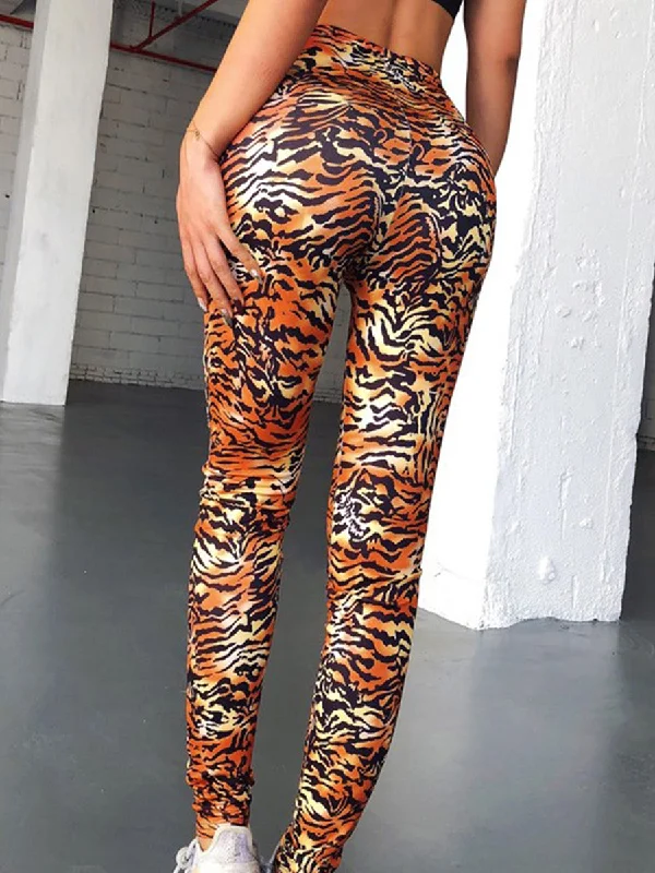 Women Leopard Print High Waist Skinny Yoga Leggings Trendy Cold Weather Tights