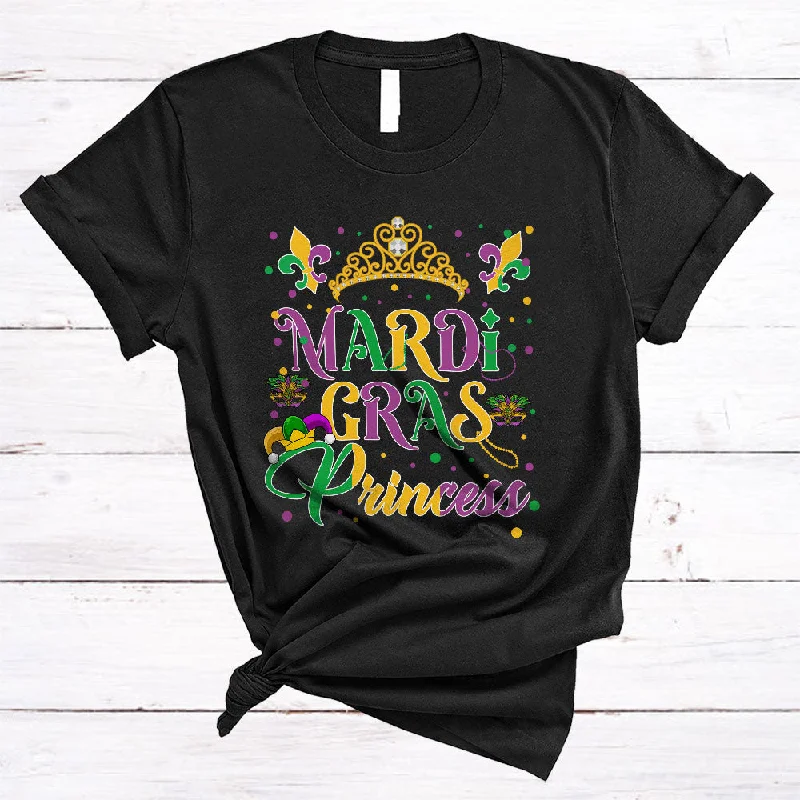 Mardi Gras Princess, Wonderful Mardi Gras Mask Beads, Matching Girls Women Family Parades T-Shirt Oversized T-Shirt Spandex breathable
