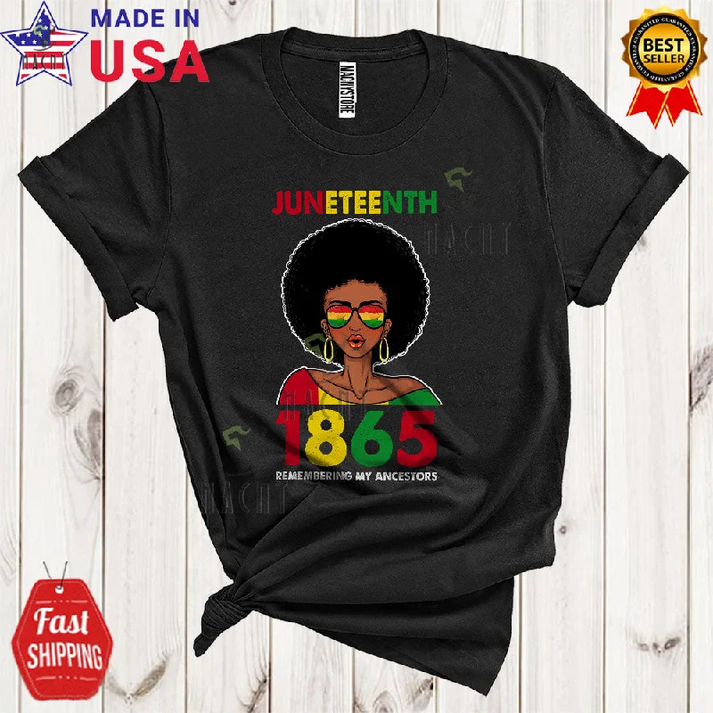 Juneteenth 1865 Remembering My Ancestors Funny Cool Afro Black Women African American T-Shirt Asymmetrical Pockets Print