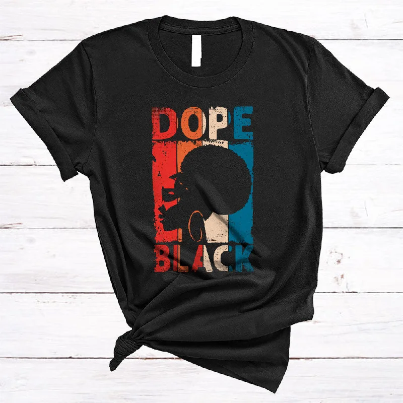 Dope Black, Awesome Black History Month Afro Women, Vintage Retro Pride African American T-Shirt Ribbed T-Shirt High Neck Heavyweight