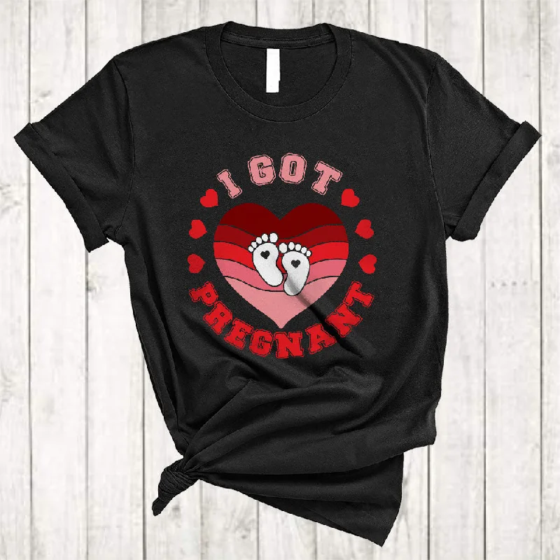 I Got Pregnant, Amazing Valentine's Day Pregnancy Announcement, Heart Shape Women Family T-Shirt Cashmere Blend Cotton Blend Poly Blend