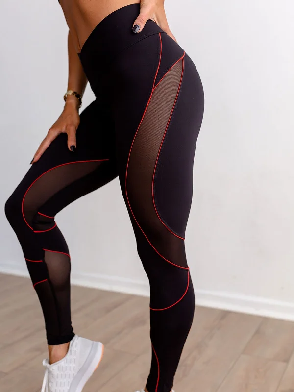 Women Mesh Patchwork Yoga Leggings High Waist Legging Trendy Digital Print Leggings