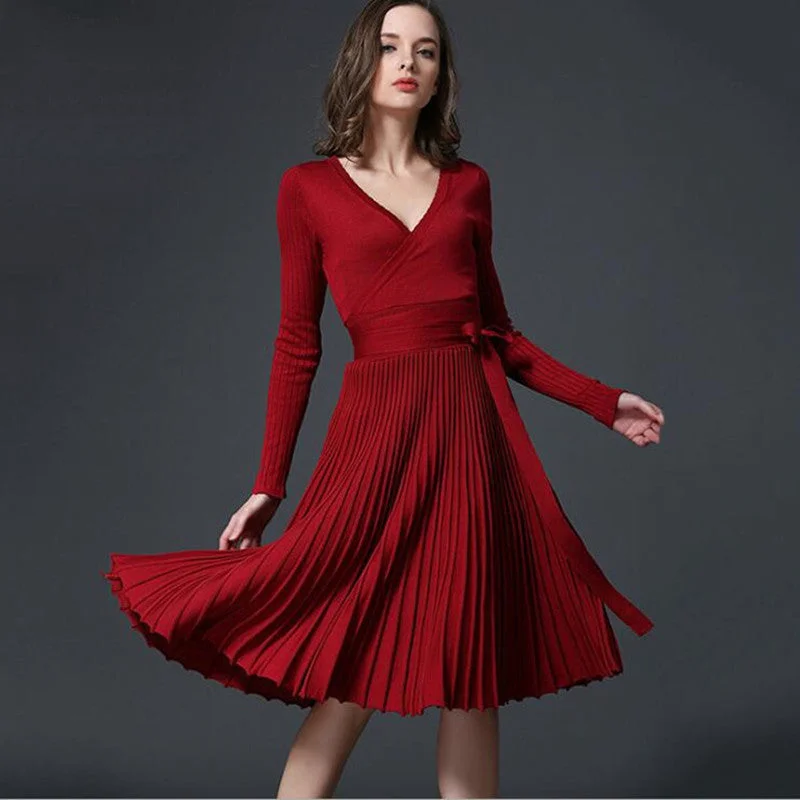 Sophisticated New Women's Solid Elegant Party Dress Turtleneck Neckline Stylish