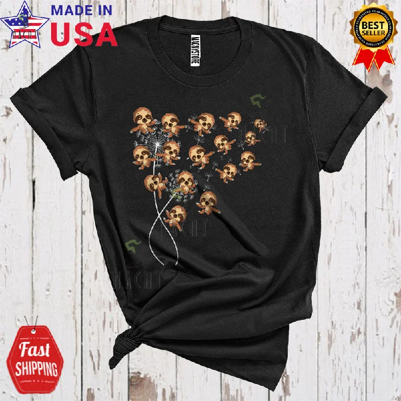Dandelion Sloth Cute Funny Flower Collection Women Wild Animal Lover T-Shirt Anti-Shrink Durable Soft