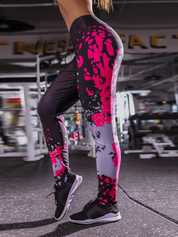 Women's Fitness Yoga Leggings Printed High-waist Workout Leggings Fashionable Sports Compression Leggings