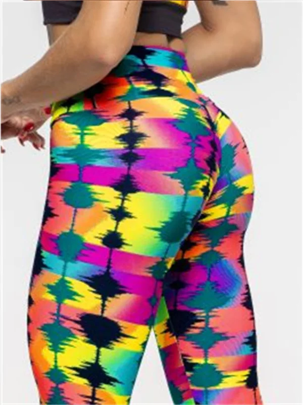 Quick-Drying Yoga Running Fitness Sports Printed Leggings Stylish Sweatproof Leggings