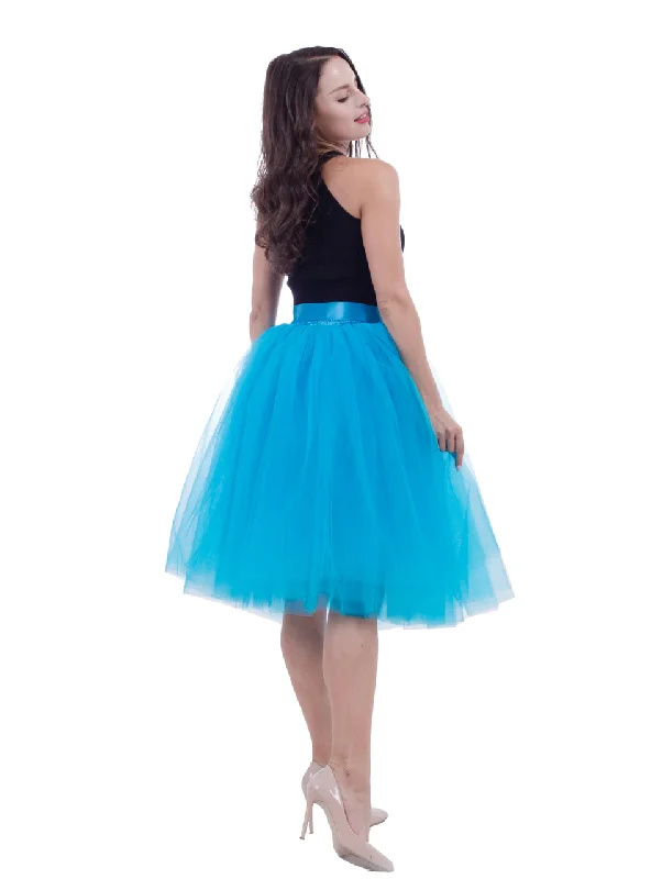 Blue Gauze Belt Puff Tulle Skirt wool skirt sturdy