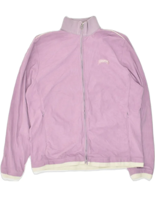 CHAMPION Womens Easy Fit Fleece Jacket UK 22 3XL Pink Polyester Faux Fur Jacket Real Fur Jacket Shearling Jacket