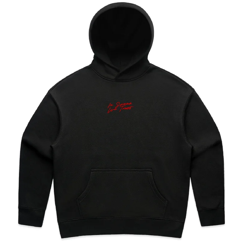 WO'S SCRIPT RELAXED HOODIE Hoodie with Rolled Sleeves Casual Relaxed