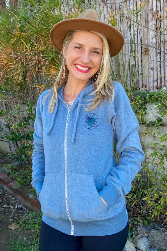 Crystal Infused Sueded Fleece Full-Zip Hooded Sweatshirt Hoodie with Thumb Holes Functional Cozy